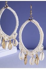 Thread and Shell Tassel Charm Earrings