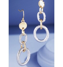 Two-tone rope link drop earrings