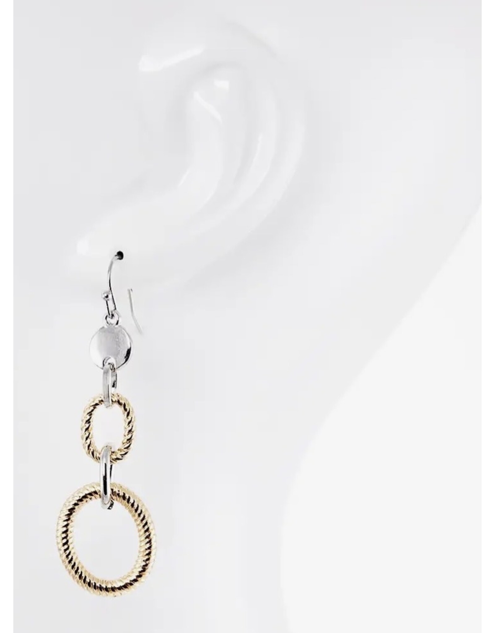Two-tone rope link drop earrings