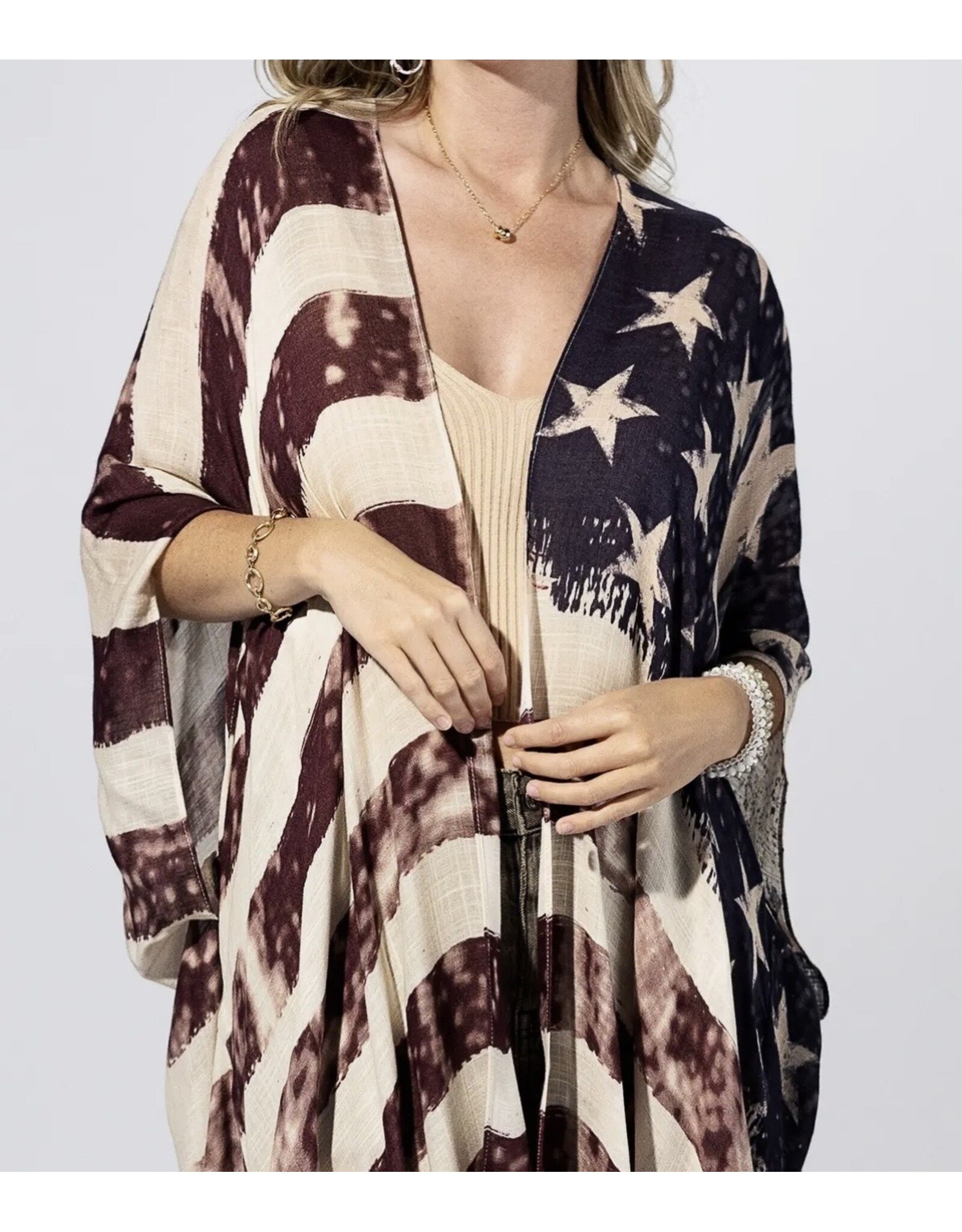Vintage Americana Flag Kimono