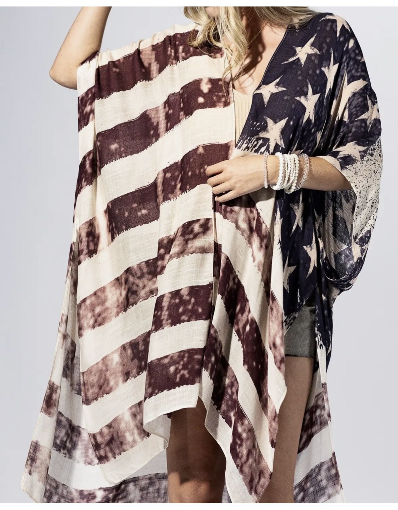 Vintage Americana Flag Kimono
