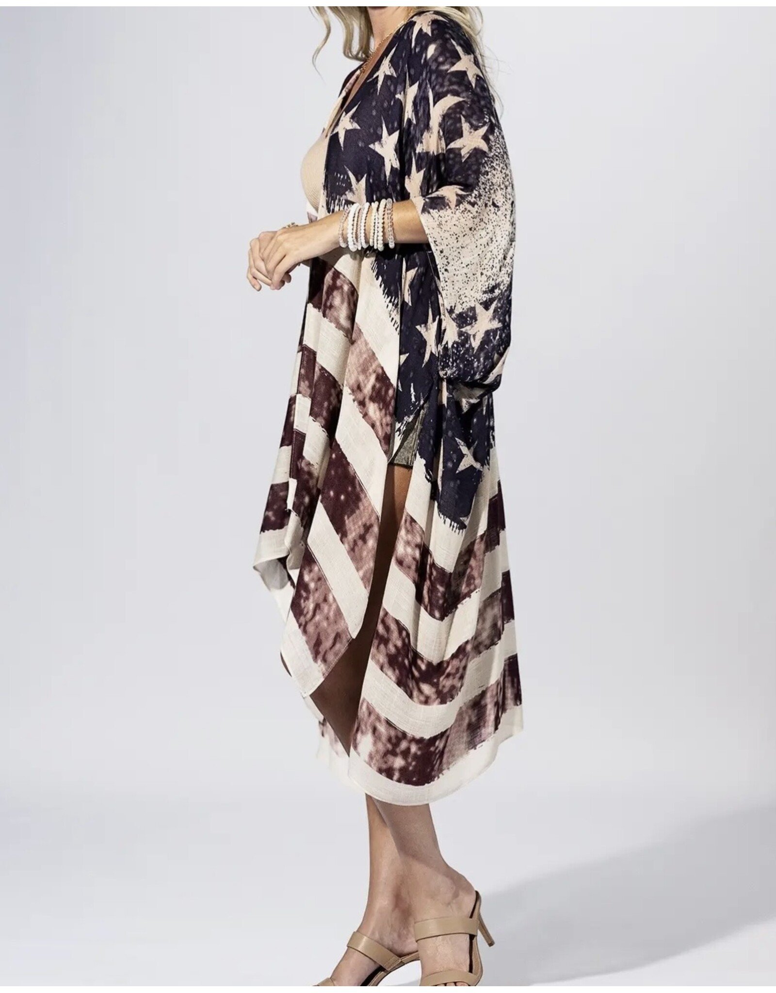 Vintage Americana Flag Kimono