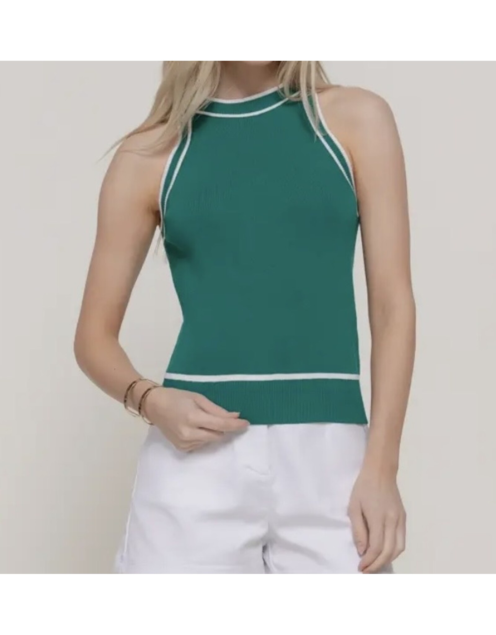 Contrast Stripe Halter Neck Sweater