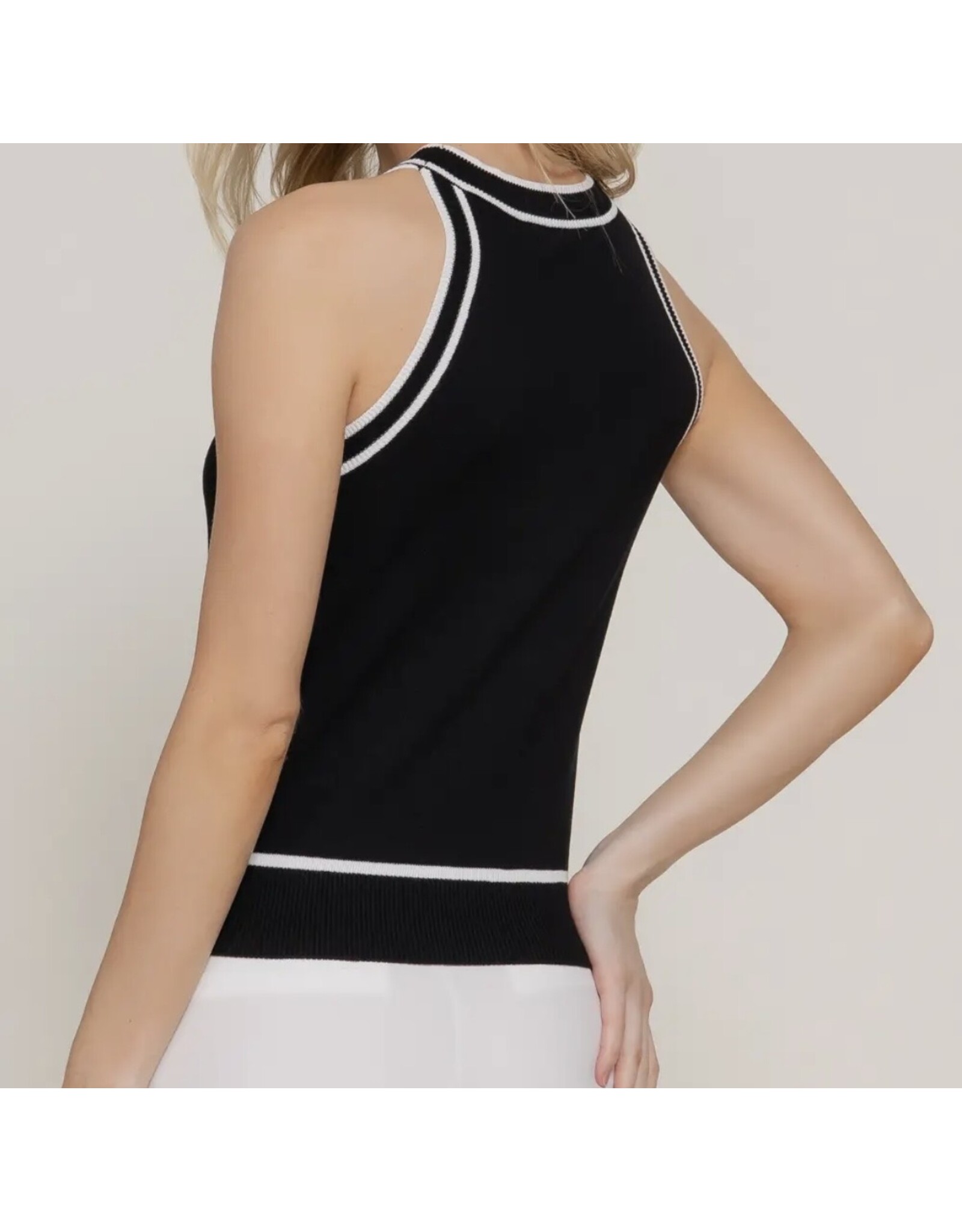 Contrast Stripe Halter Neck Sweater