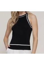 Contrast Stripe Halter Neck Sweater