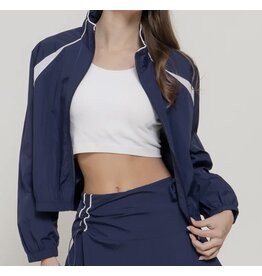 Navy/White Piping Zip-Up Jacket