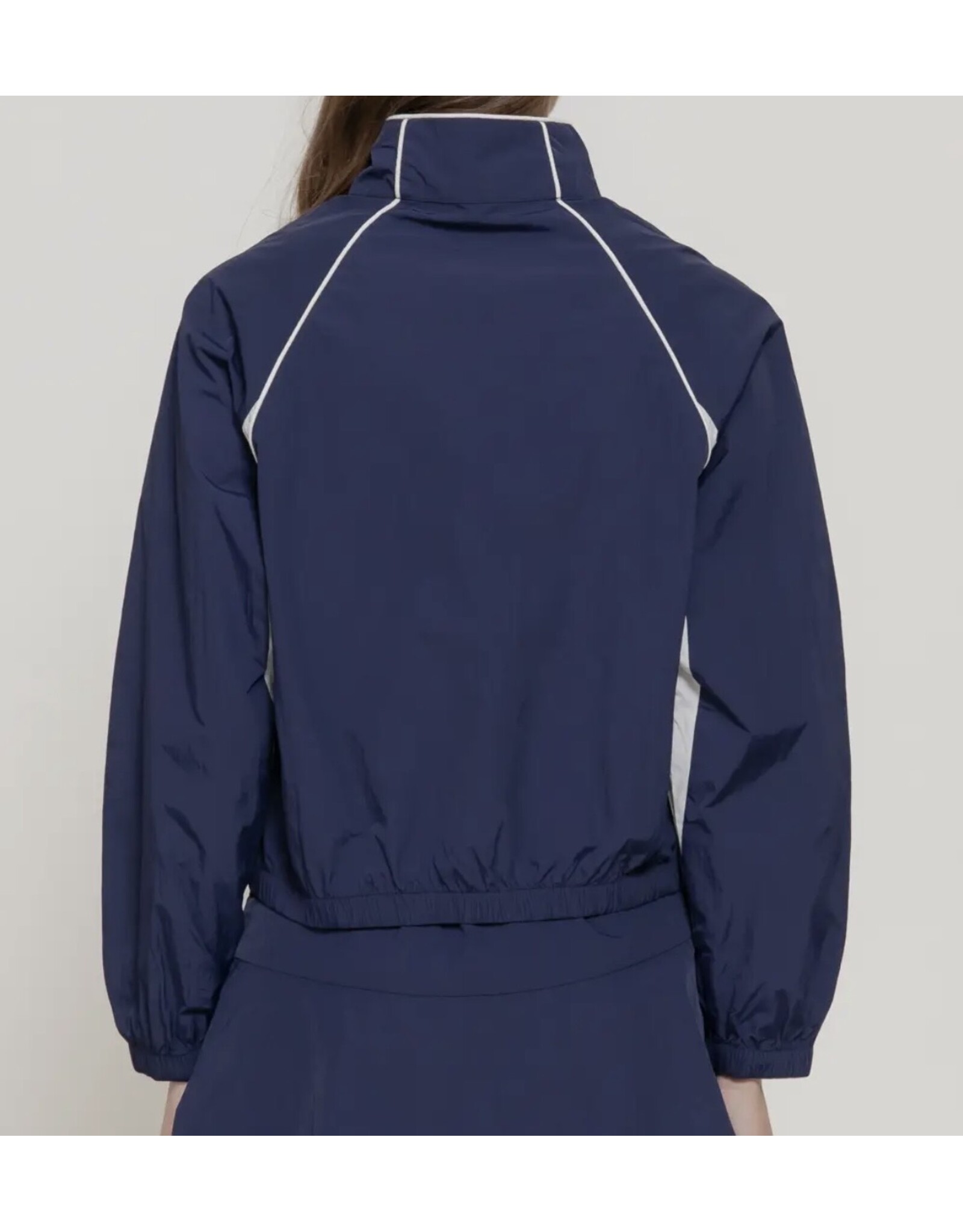 Navy/White Piping Zip-Up Jacket
