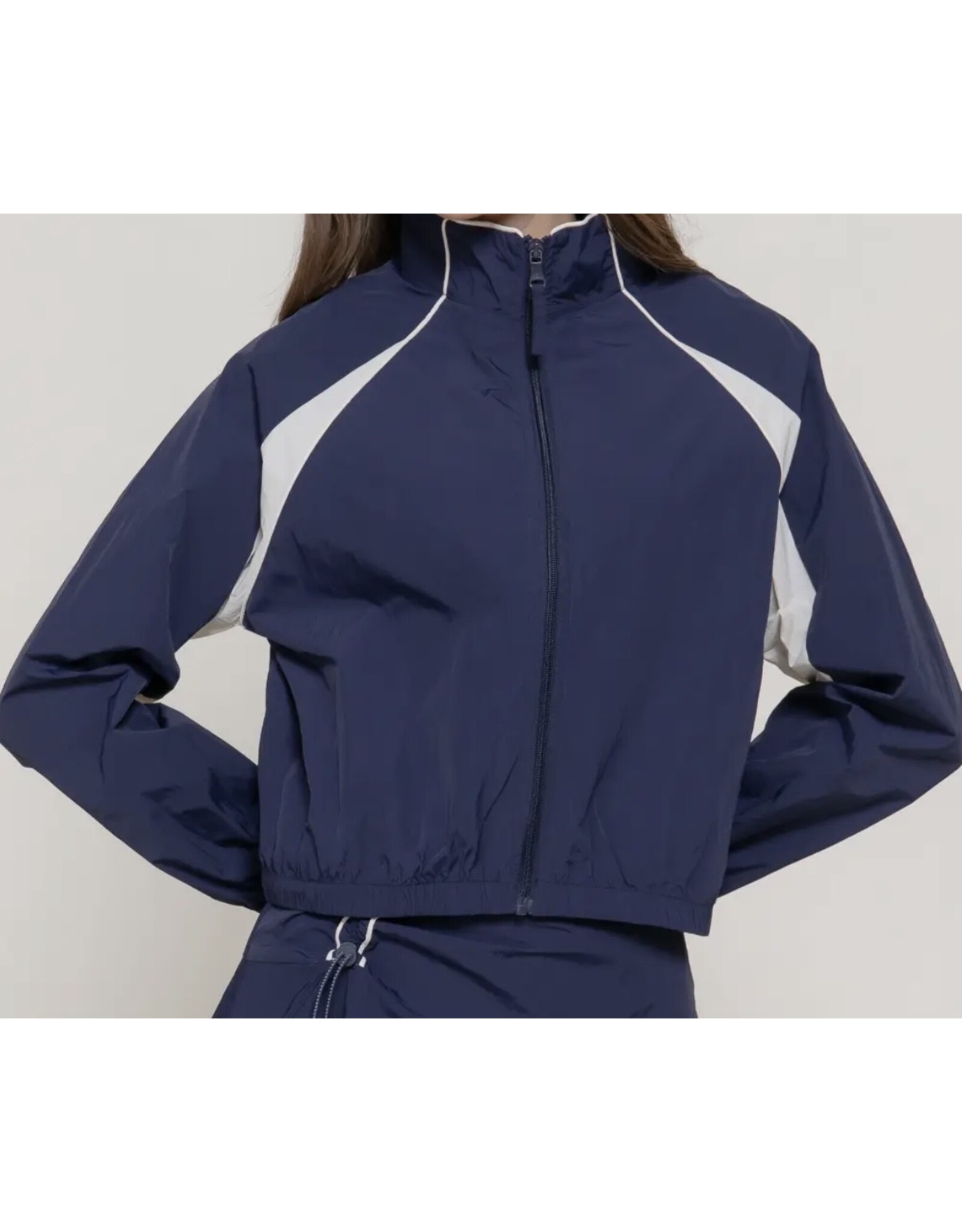 Navy/White Piping Zip-Up Jacket