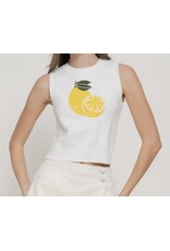 White Sleeveless Lemon Sweater Top