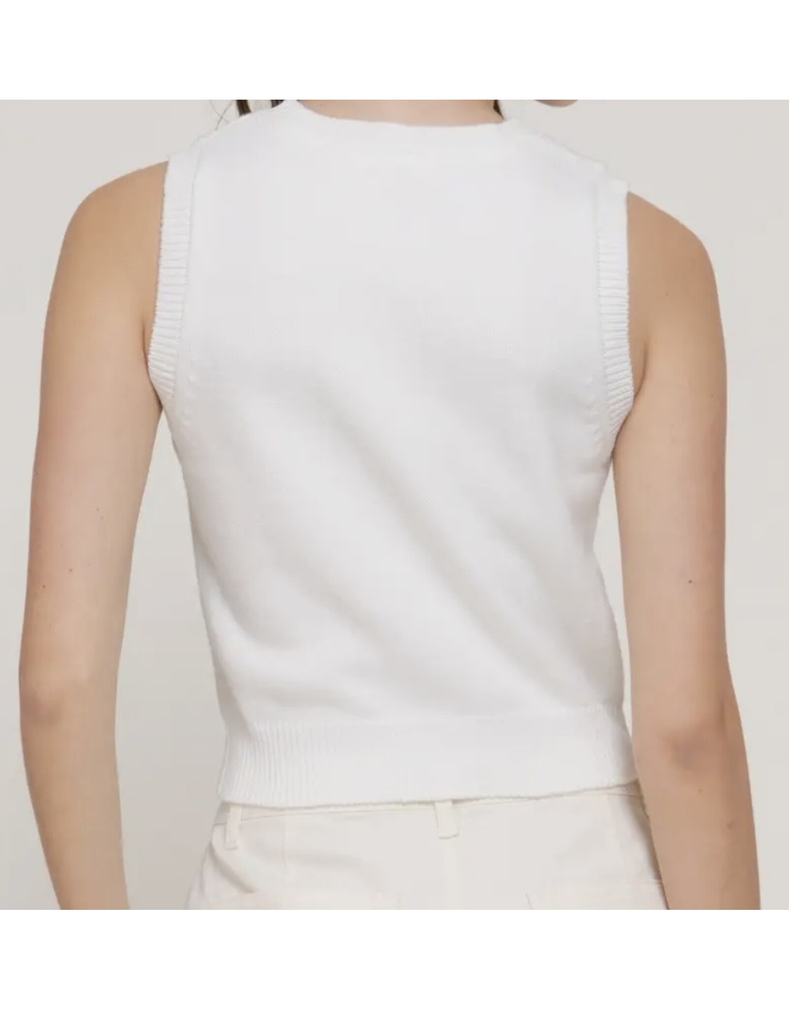 White Sleeveless Lemon Sweater Top