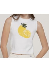 White Sleeveless Lemon Sweater Top
