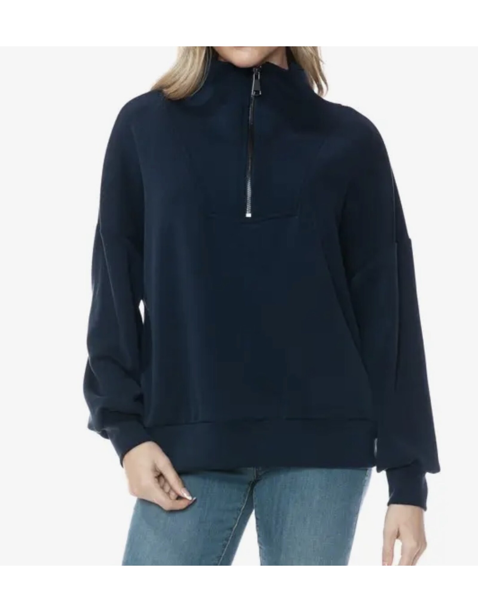 Ariella Navy Scuba Sweater w/ Zipper