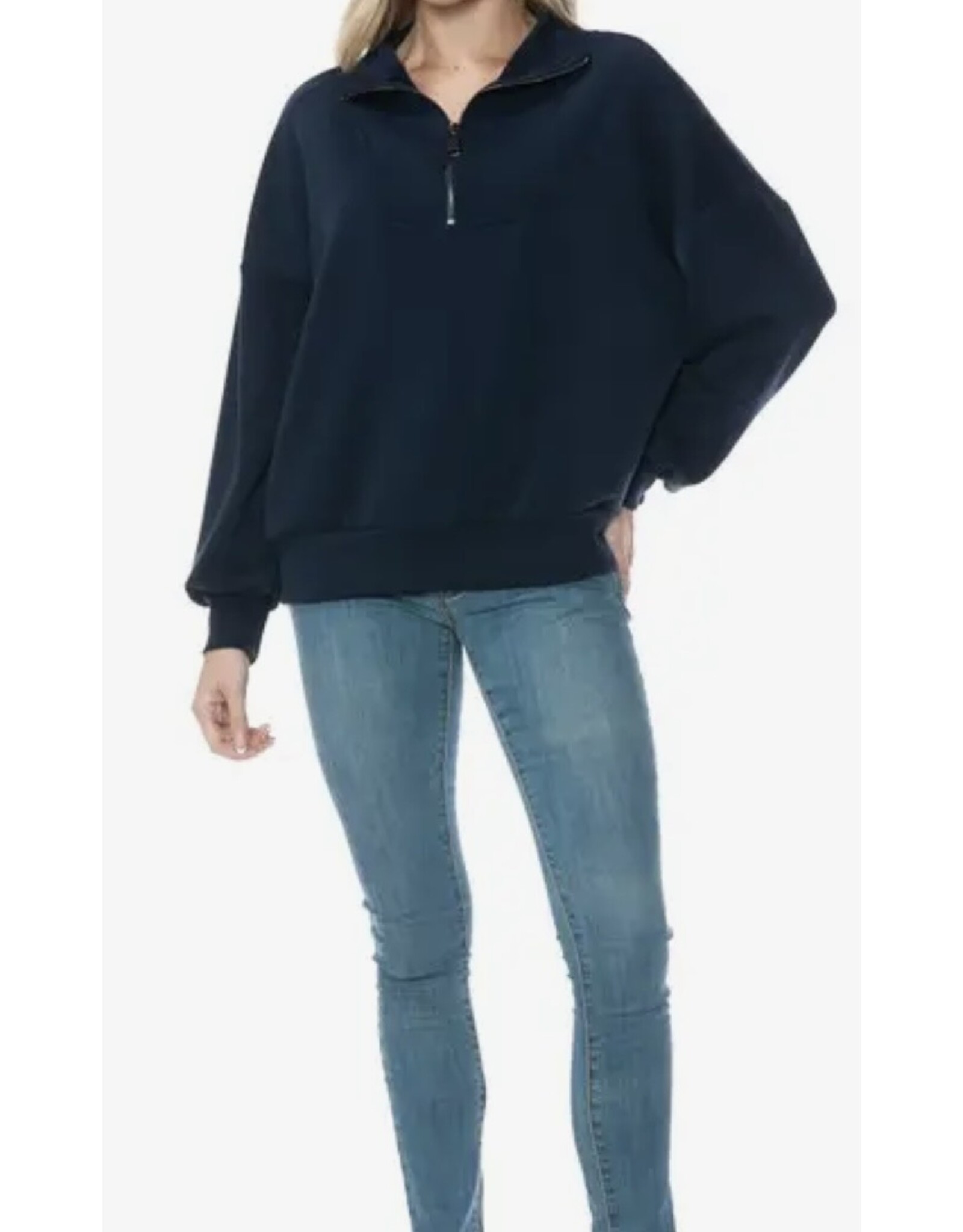 Ariella Navy Scuba Sweater w/ Zipper