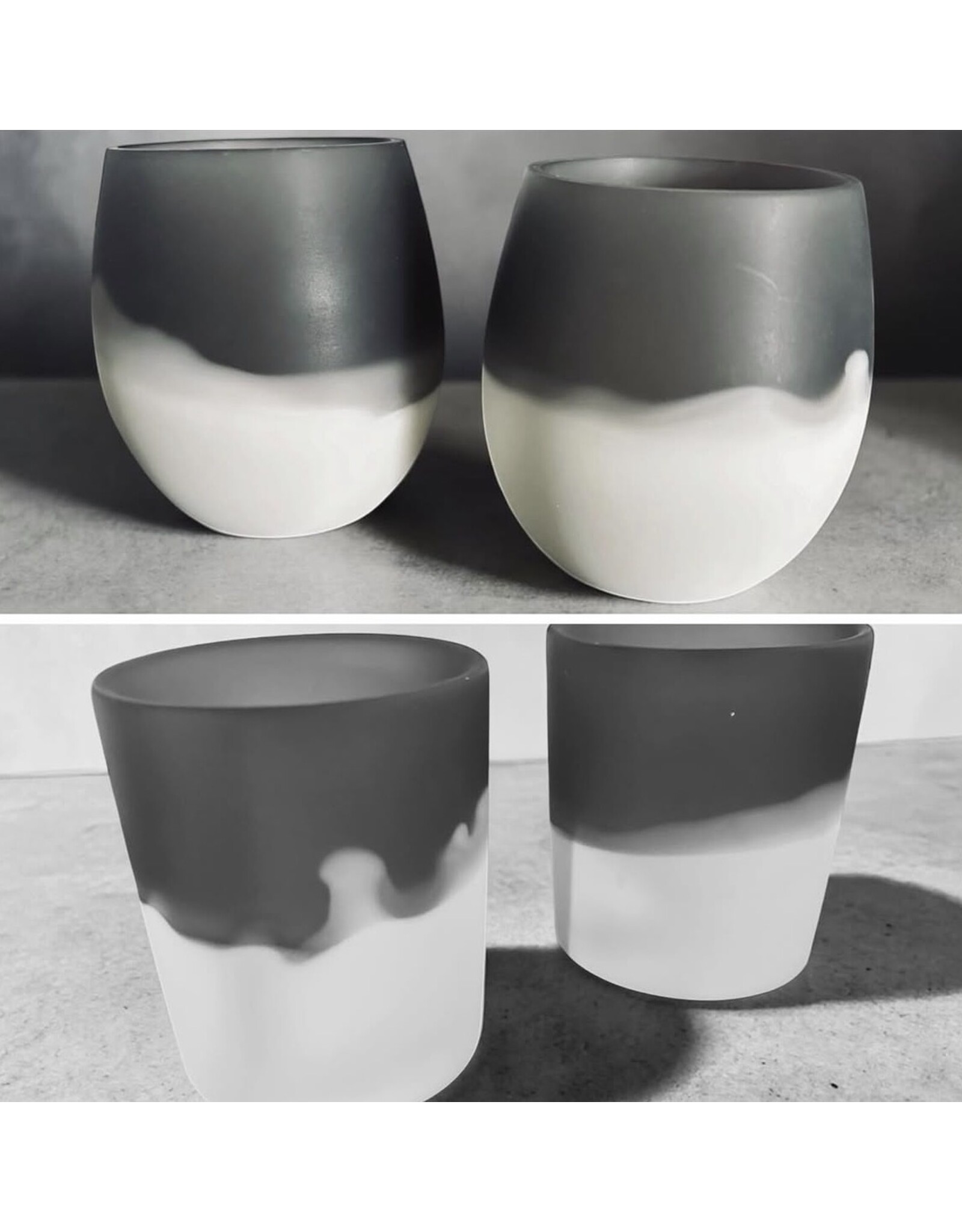 Resin Charcoal & White Glass
