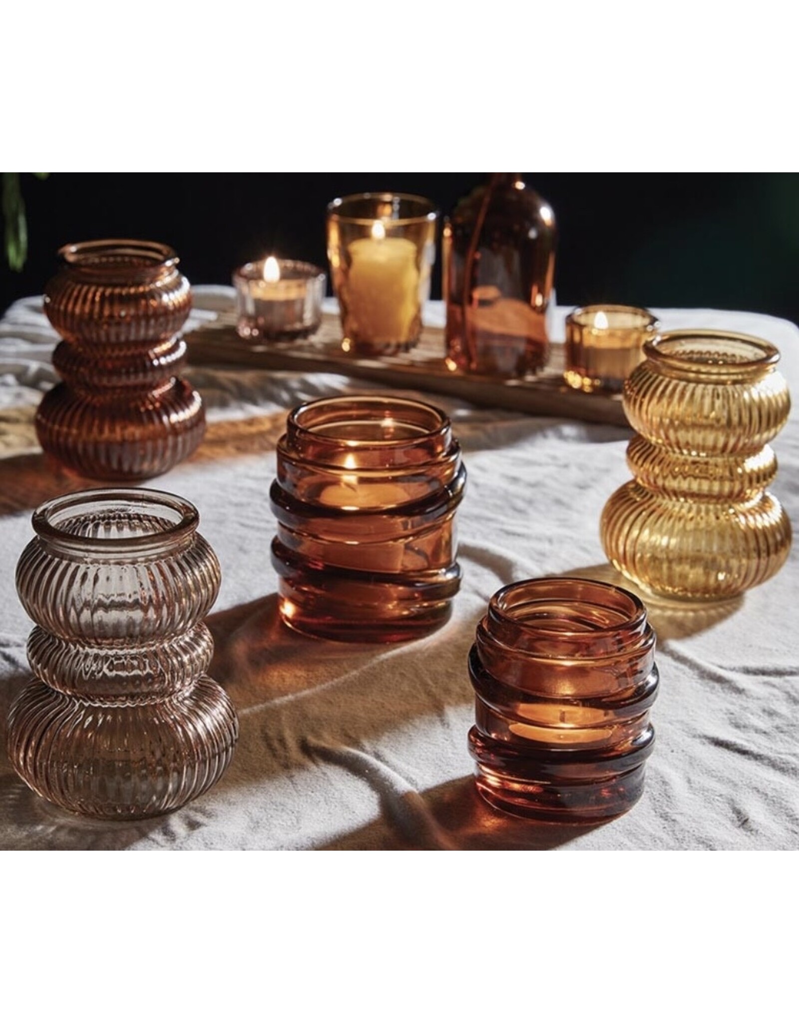 Triple bubble ribbed vase/candleholder