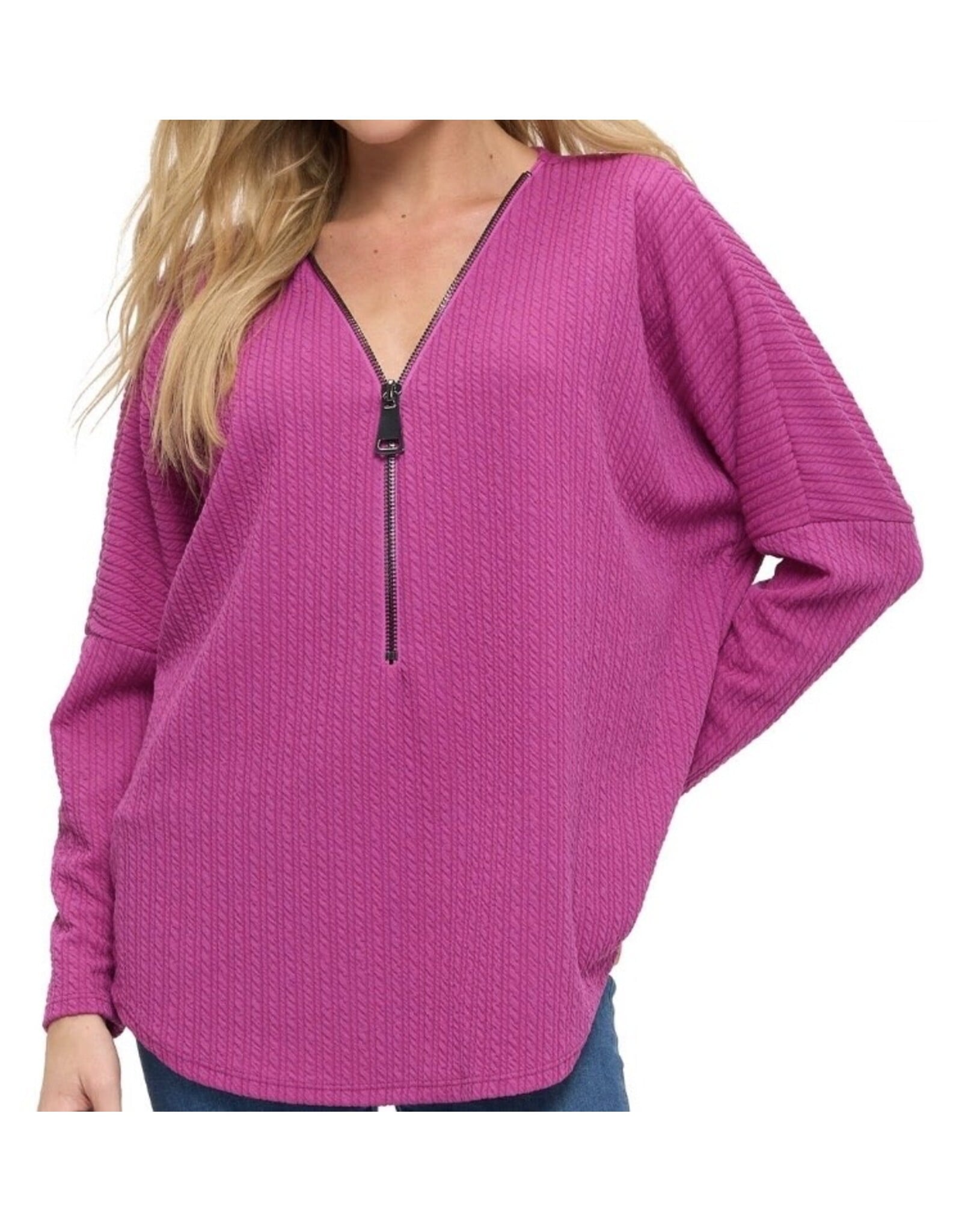 Ariella Popular dolman sleeve zipper top