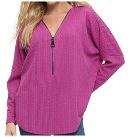 Ariella Popular dolman sleeve zipper top