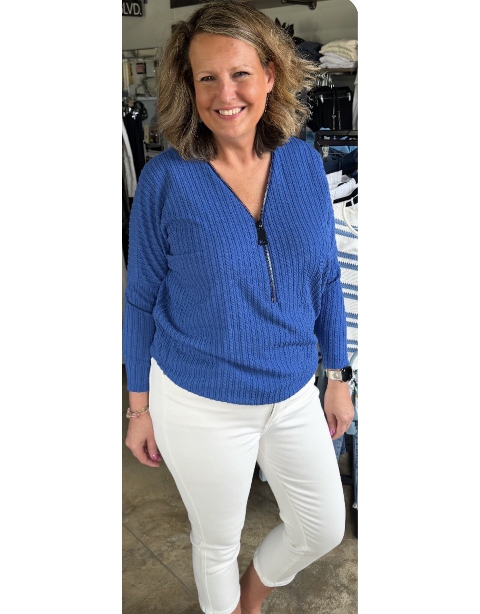 Ariella Popular dolman sleeve zipper top