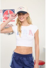 USA bow graphic crop top