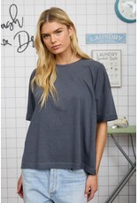 Washed exposed seam relaxed fit tee