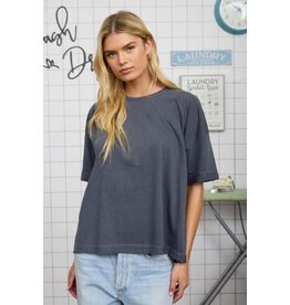 Washed exposed seam relaxed fit tee