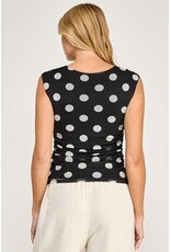 Black Ivory polkadot mesh square tank top