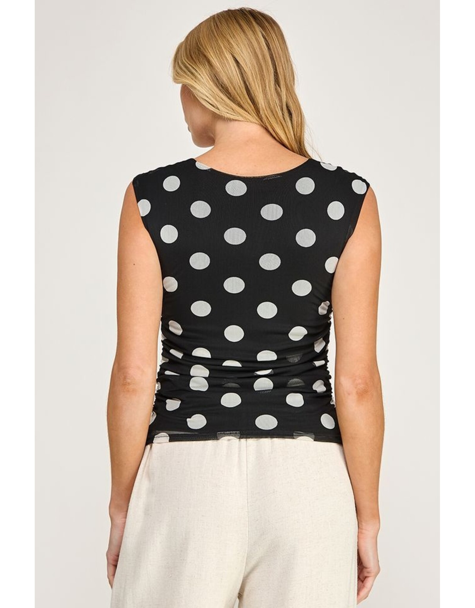 Black Ivory polkadot mesh square tank top
