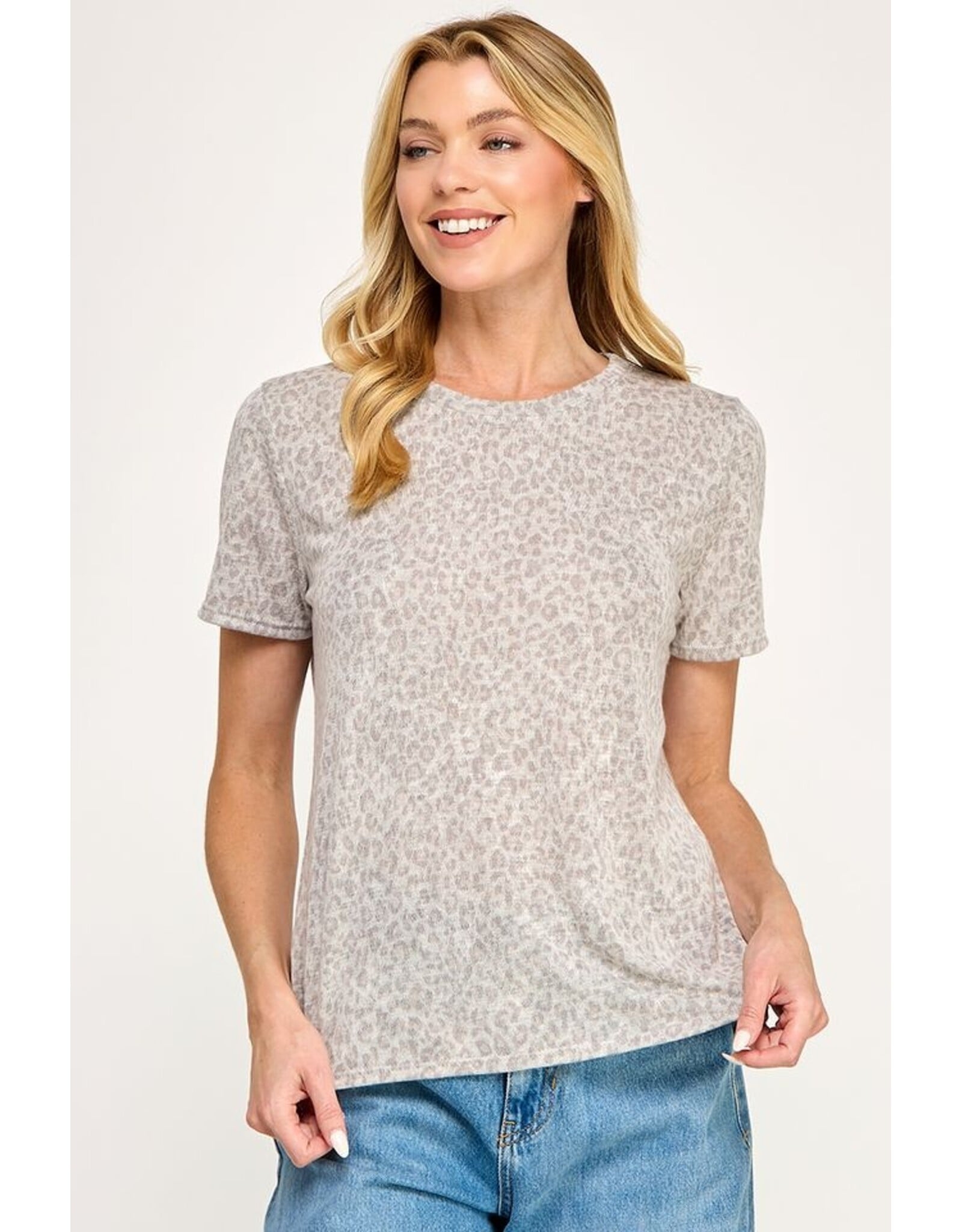 Hacci slub print crew neck s/s tee