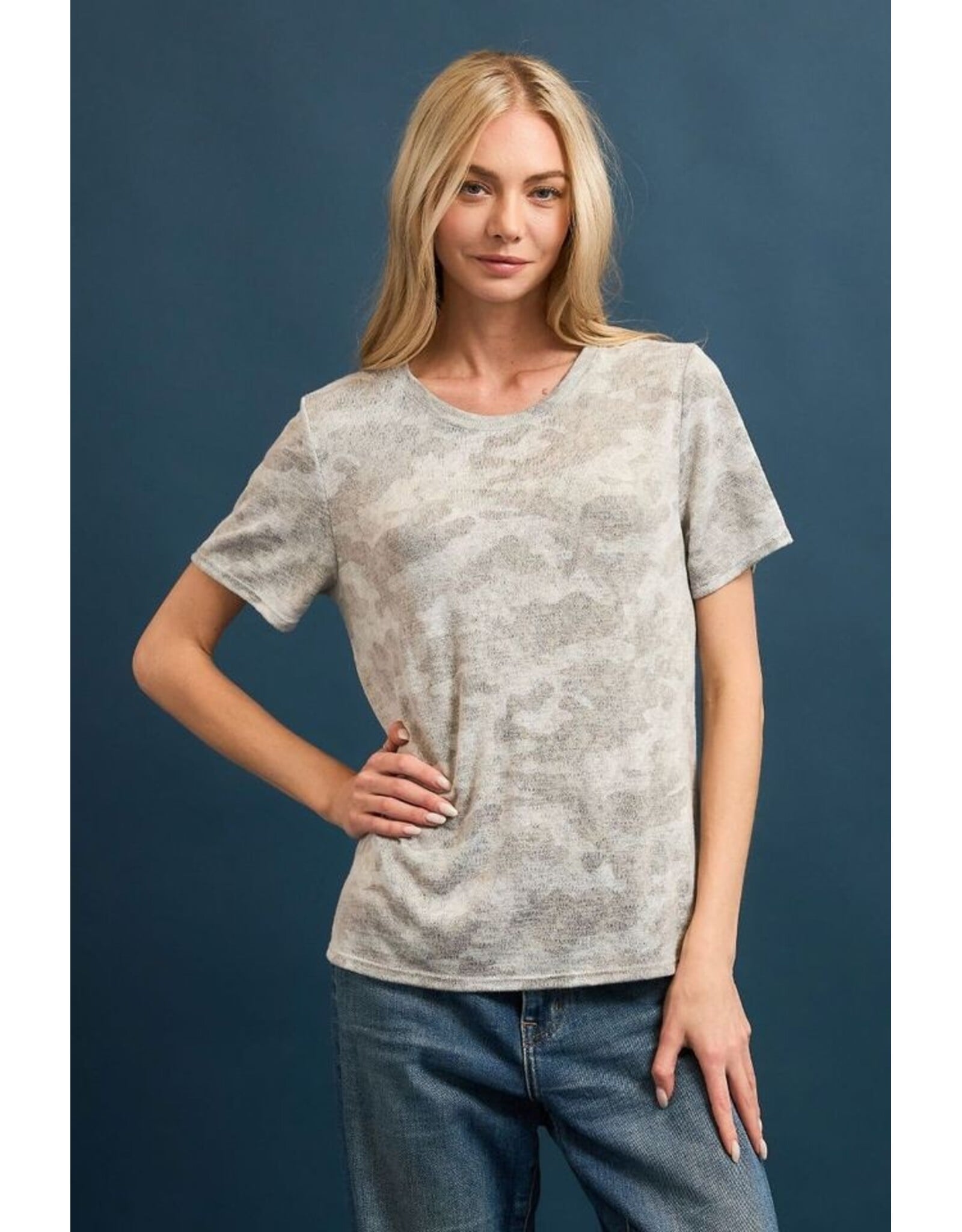 Hacci slub print crew neck s/s tee