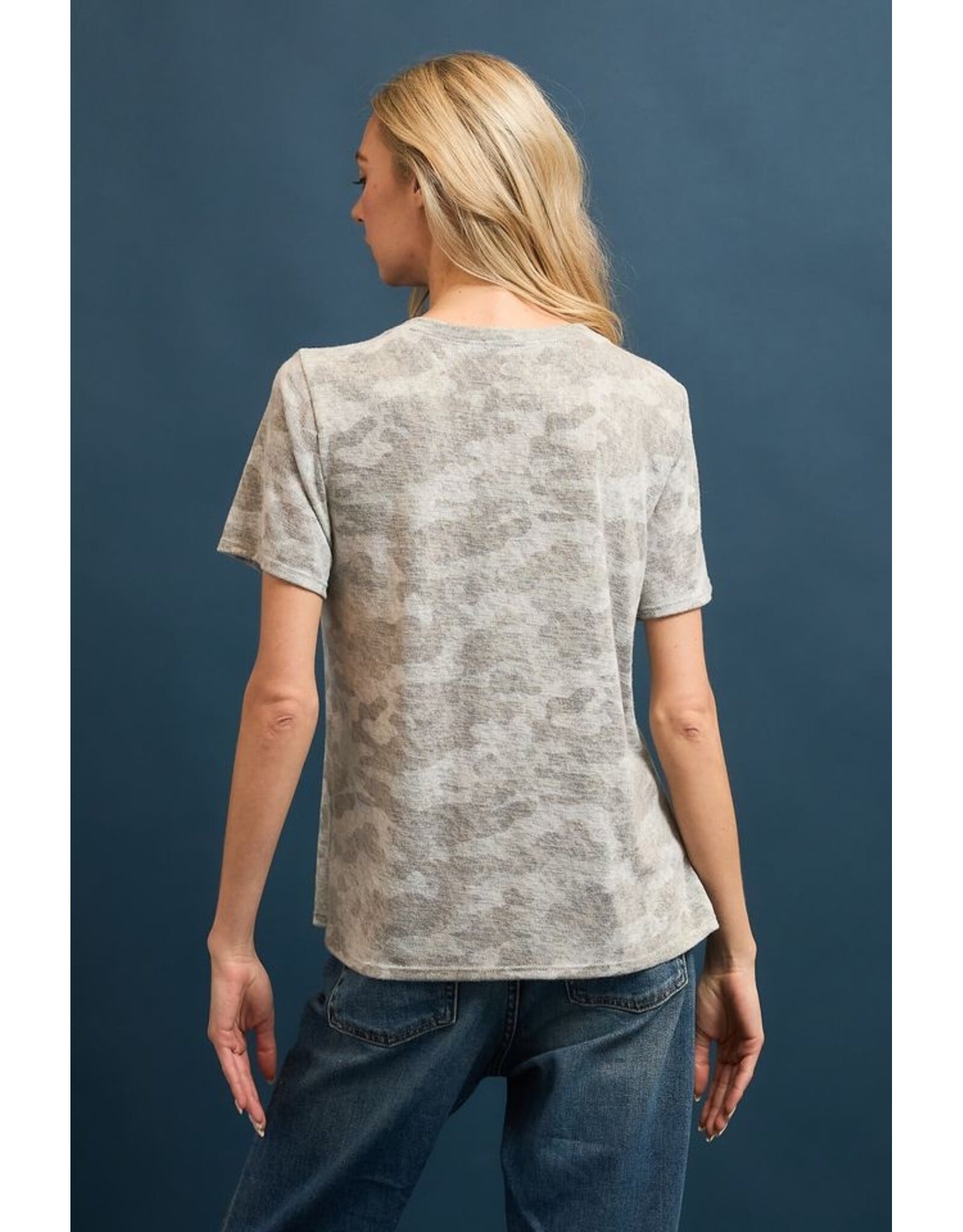 Hacci slub print crew neck s/s tee