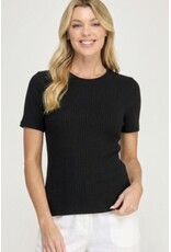 Rib Crew Neck S/S Fitted Tee
