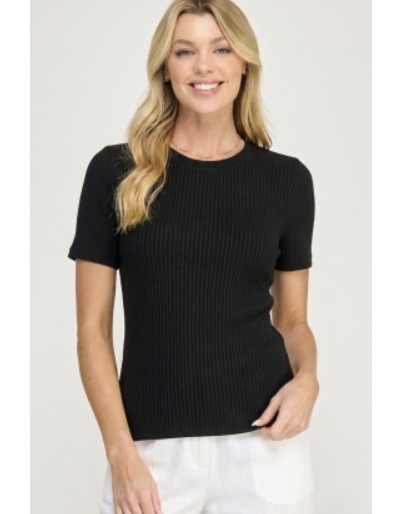 Rib Crew Neck S/S Fitted Tee
