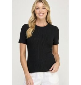 Rib Crew Neck S/S Fitted Tee