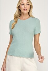 Rib Crew Neck S/S Fitted Tee