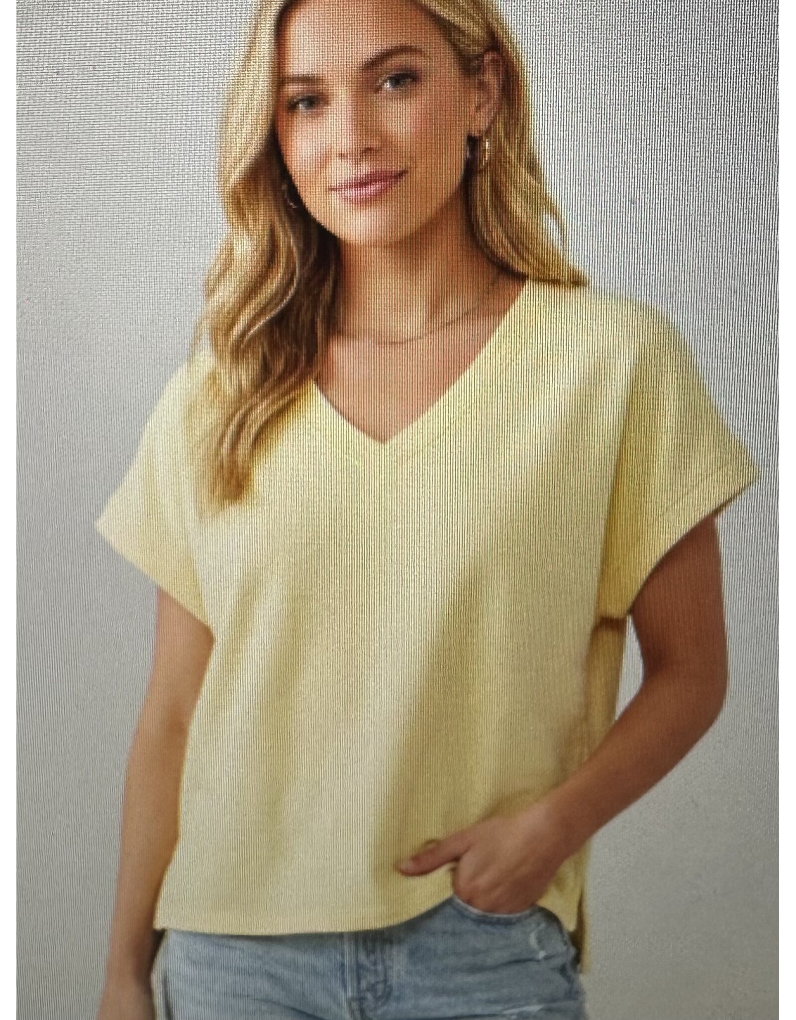 French terry v neck s/s top
