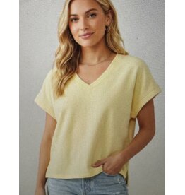 French terry v neck s/s top
