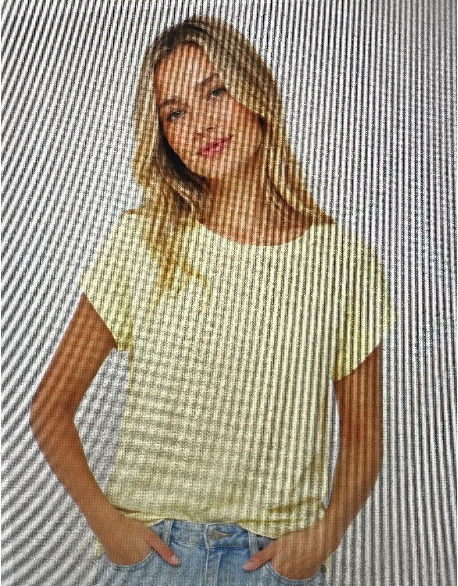 Hacci slub crew neck s/s cuff tee