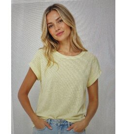 Hacci slub crew neck s/s cuff tee