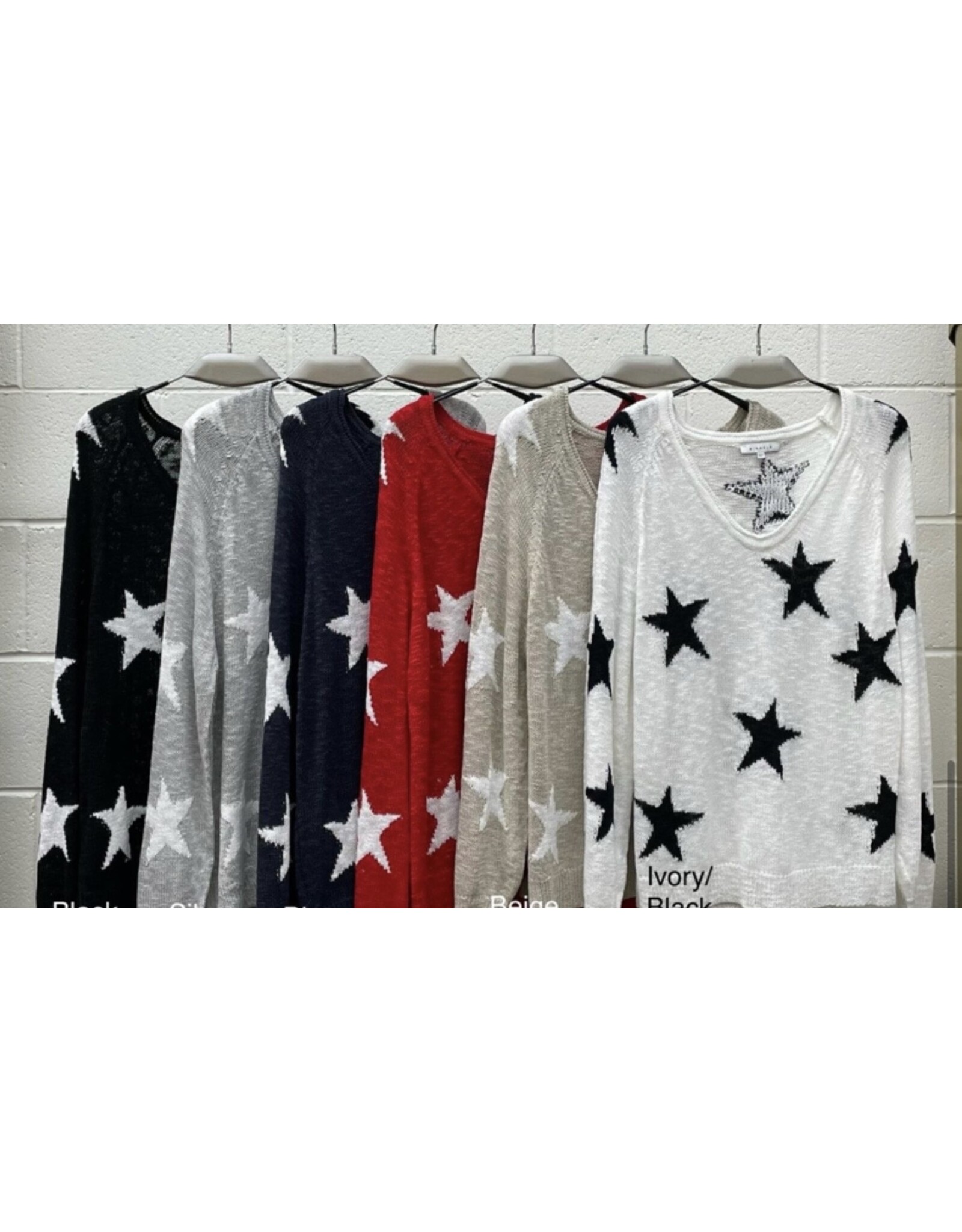 miracle Lightweight stars v neck sweater