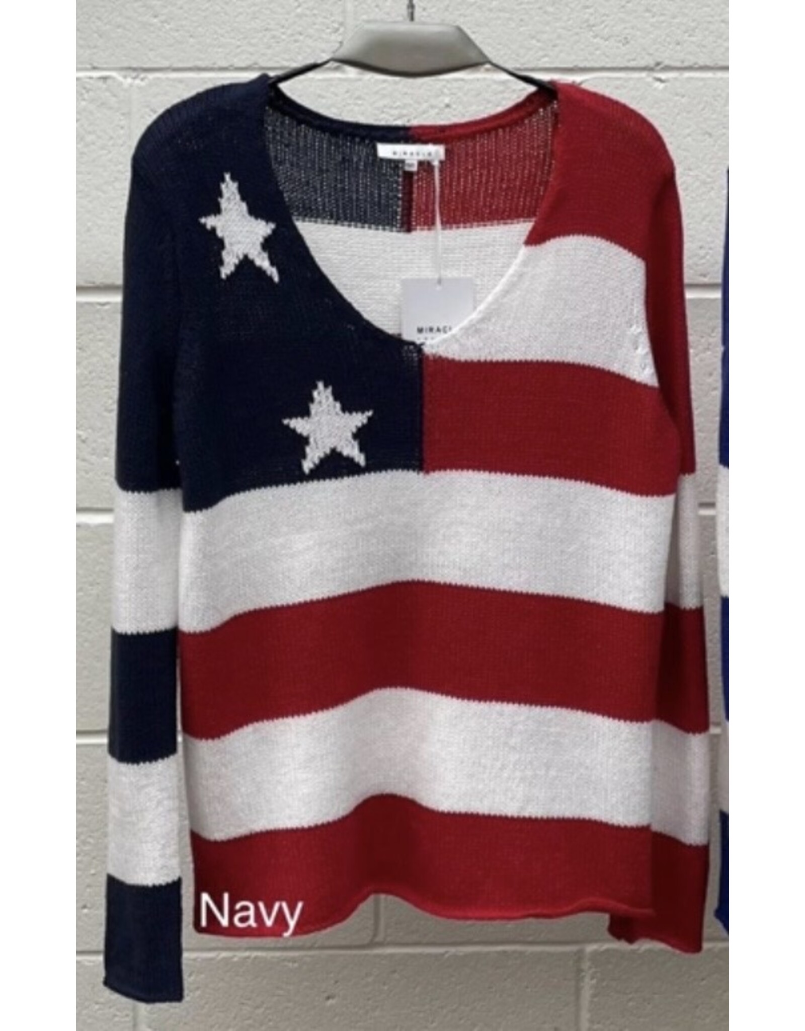 USA Flag v neck lightweight sweater