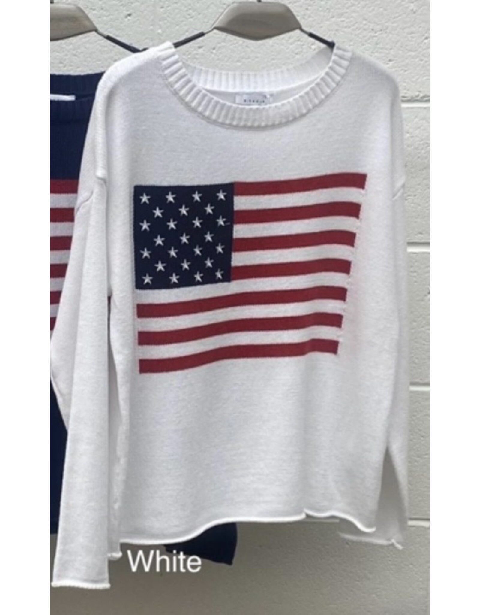 miracle USA Flag white crew neck sweater
