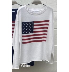 miracle USA Flag white crew neck sweater