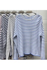 miracle White/Navy Stripe Sweater