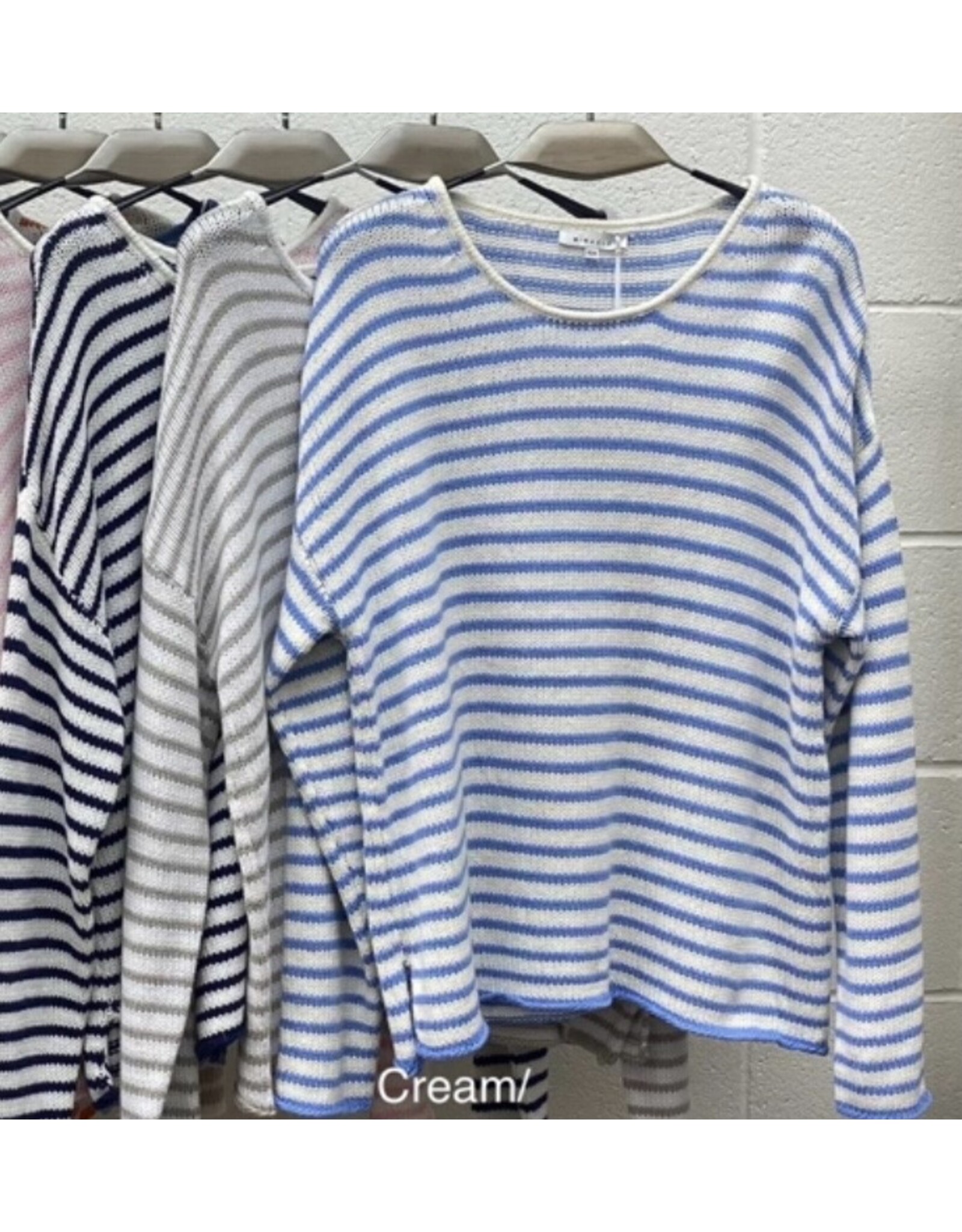 miracle White/Navy Stripe Sweater