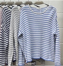 miracle White/Navy Stripe Sweater