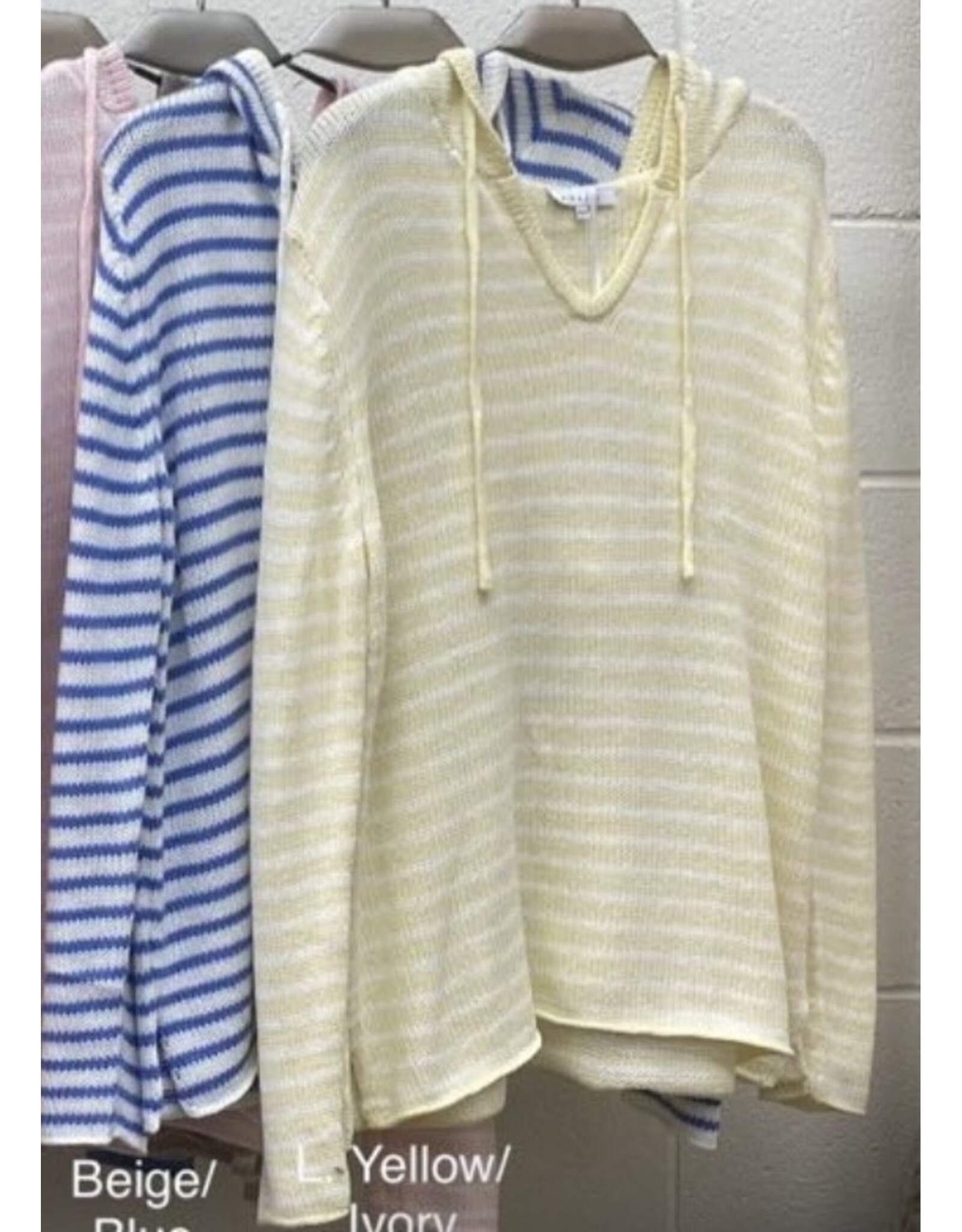 miracle Knit stripe, v neck sweater hoody