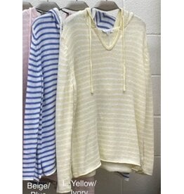 miracle Knit stripe, v neck sweater hoody