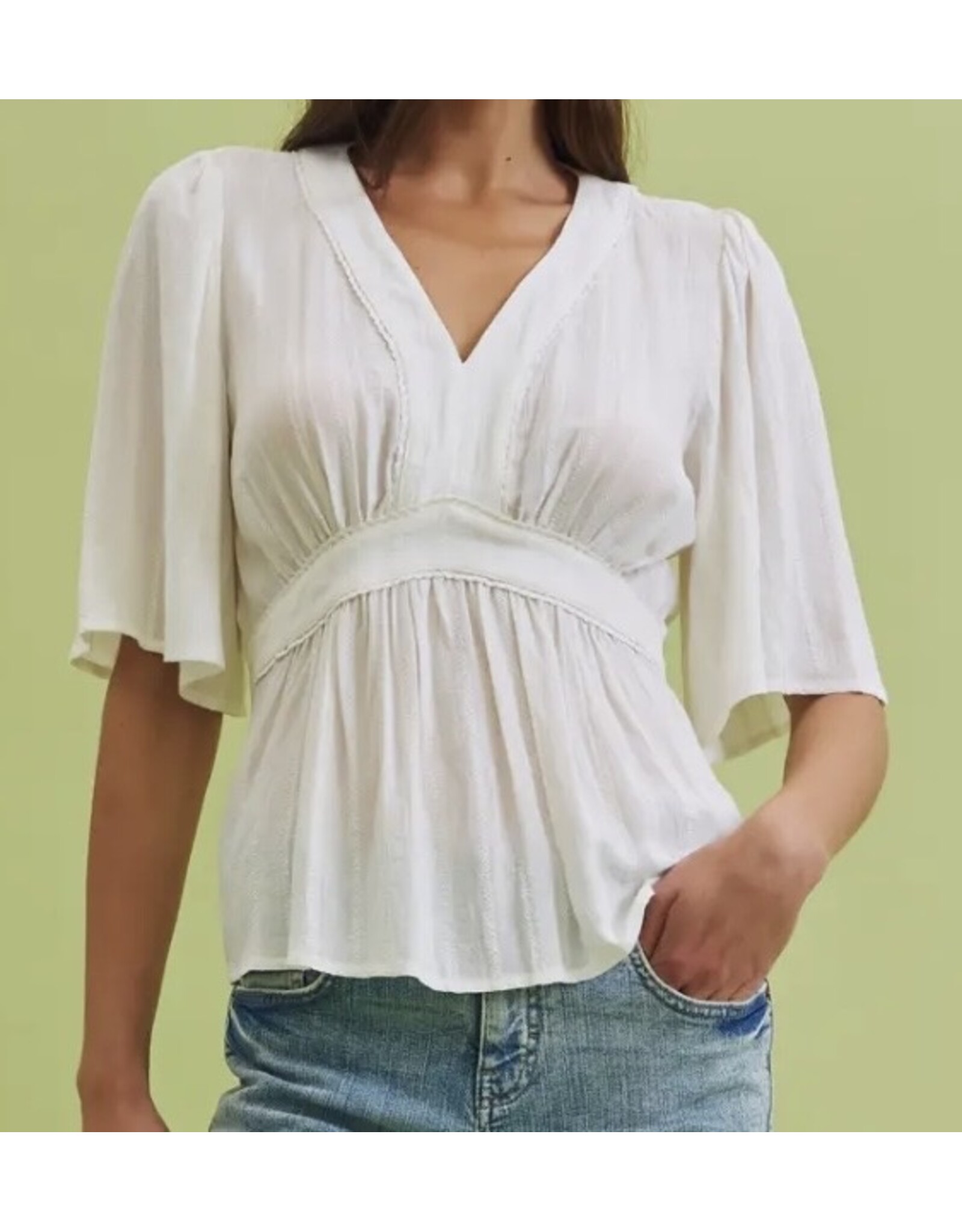 Kimono Sleeve Empire Waist Blouse
