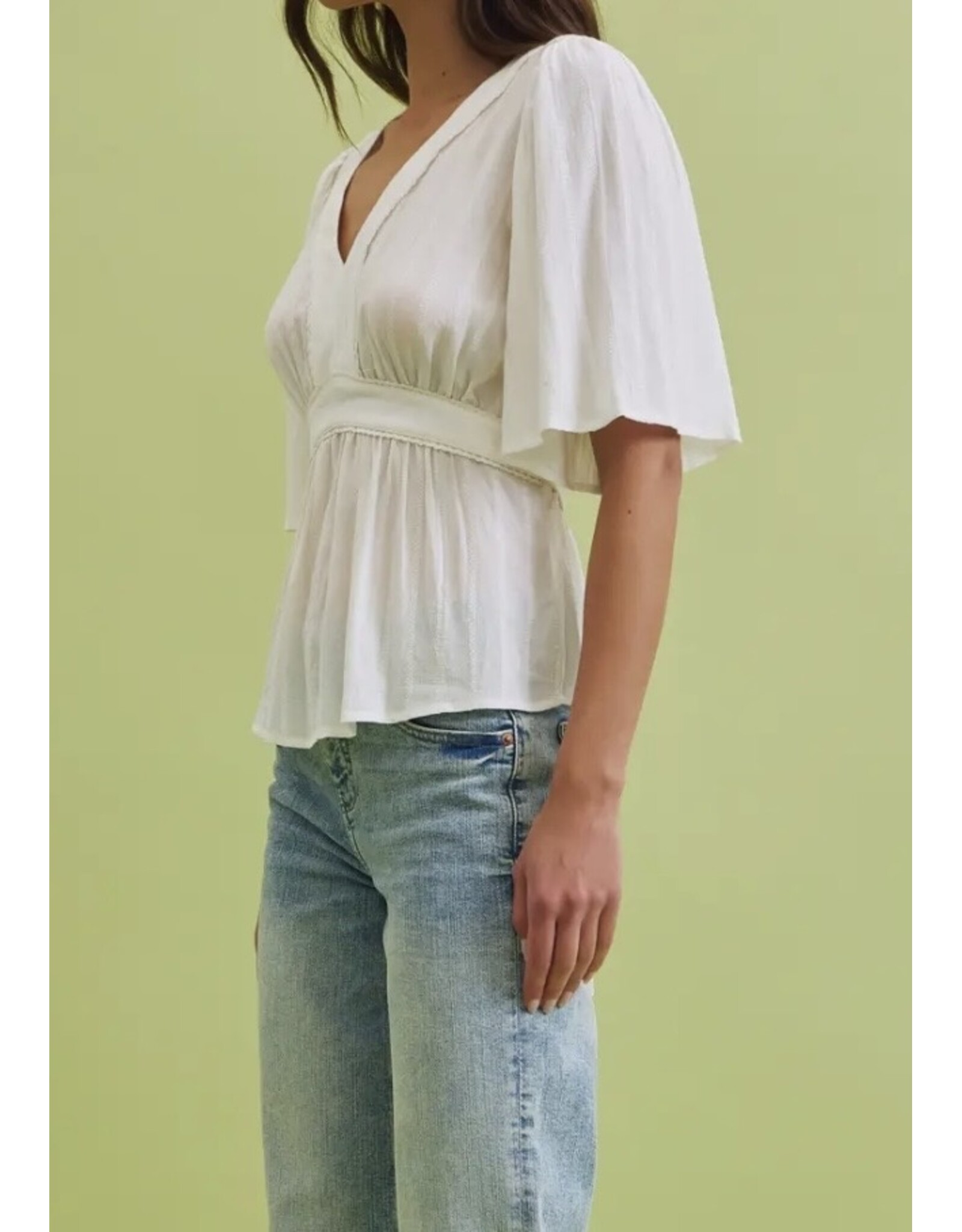 Kimono Sleeve Empire Waist Blouse