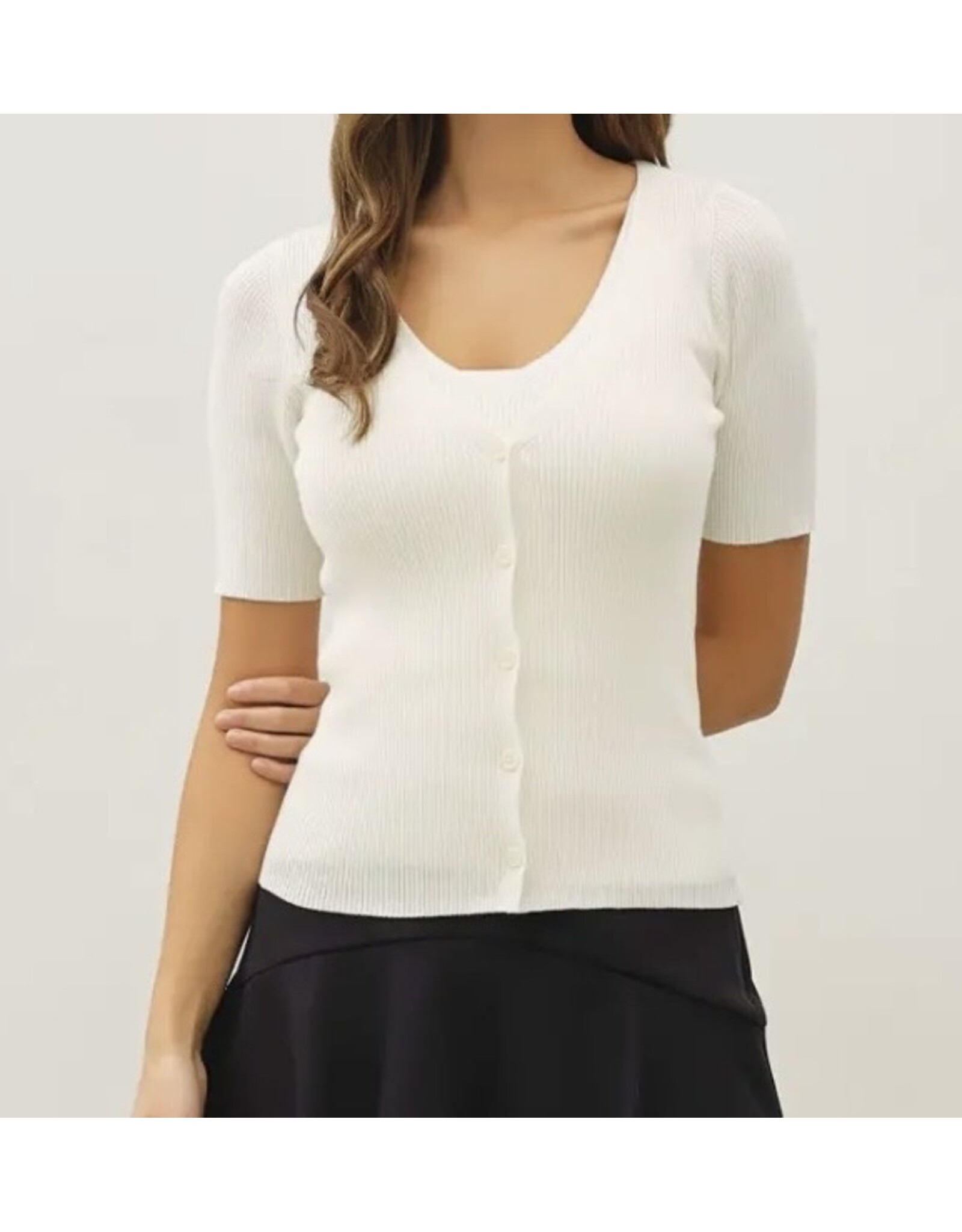 Cardigan/Tank Layered Look Ribbed Sweater